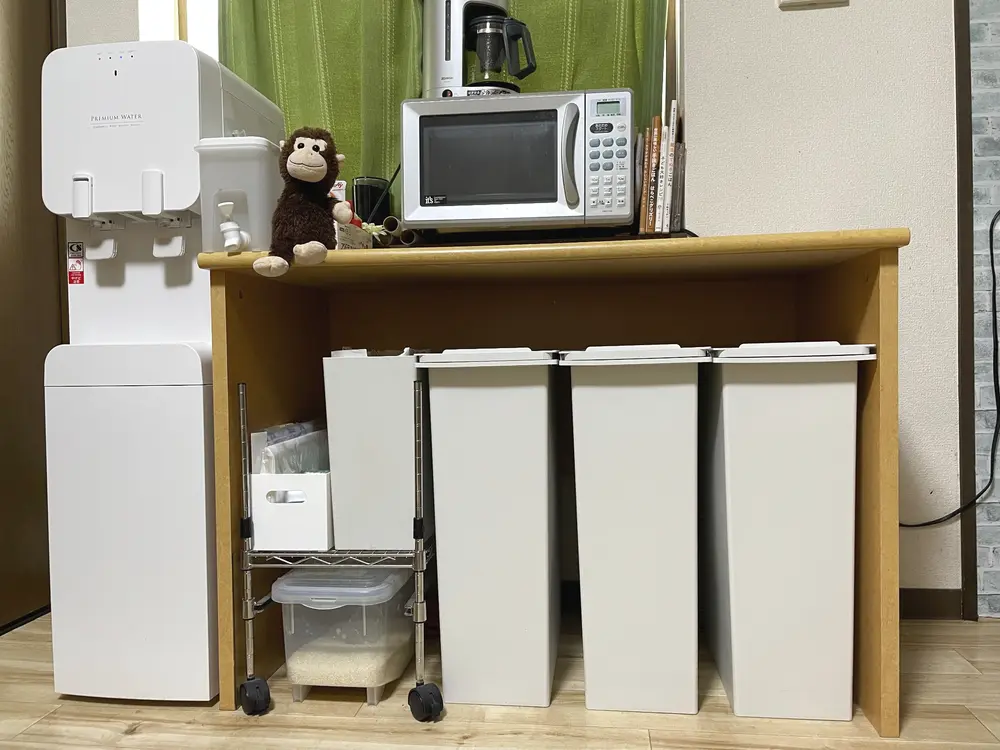 片づけ後のゴミ箱と家電まわり